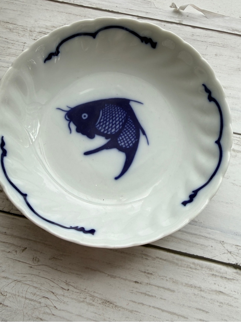 Blue Koi Fish Ceramic - White and Blue